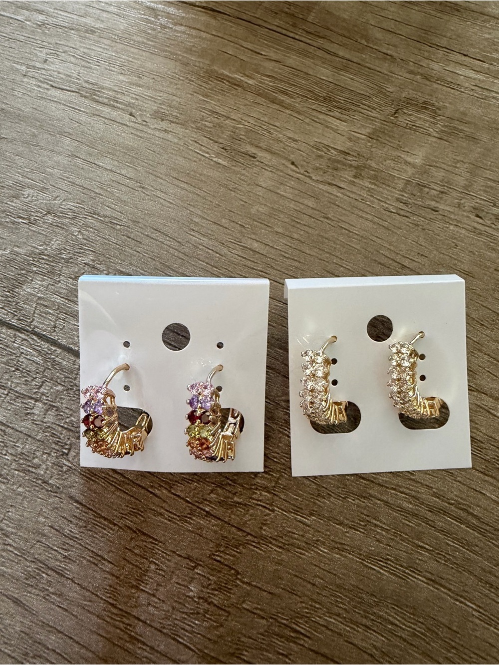 14k Gold  Plated Multicolor Crystal Hoop Earrings - women accesories